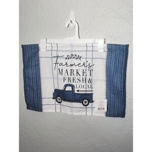 4 True Living Placemat Farmer's Market Fresh & Local Blue Pickup Farmhouse Style
